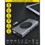 USB-C 13-in-1 Multiport Hub with 4K HDMI, VGA, Gigabit LAN &amp; 15W Wireless Charging